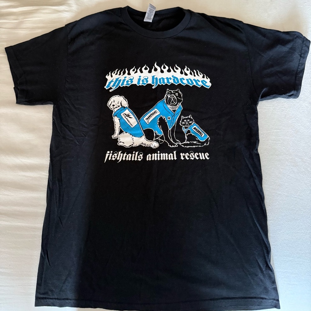 This Is Hardcore 2023 Fishtails Animal Rescue Philly Black T-Shirt Size Medium
